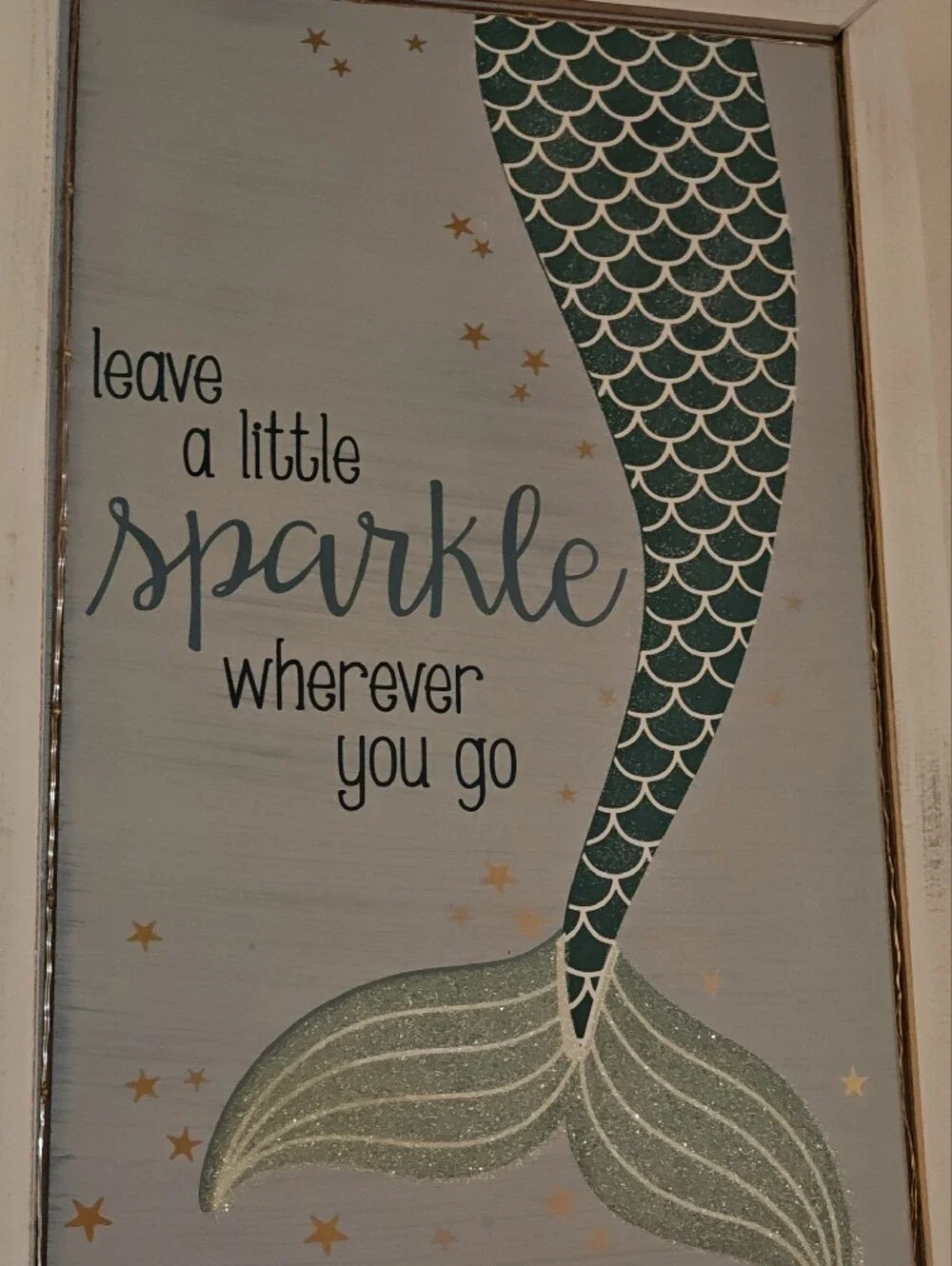 Sparkle Mermaid Tail Wall Art - Teal and Gold